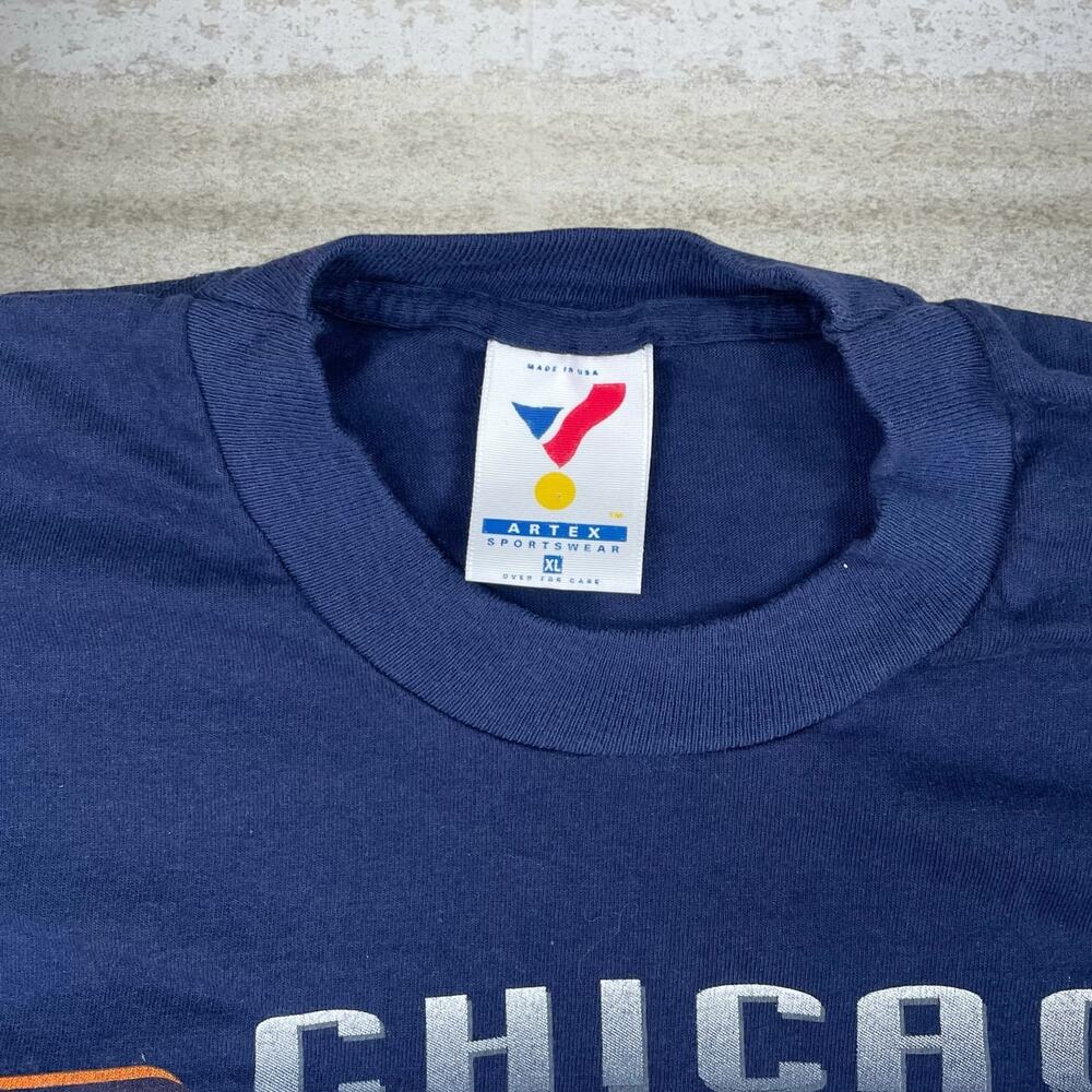 Vintage 90s Chicago Bears NFC Central Shirt Mens XL Navy Blue Single Stitch - Picture 4 of 4